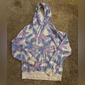 Nike Cream and Blue Tropical Men's Sweater EUC.